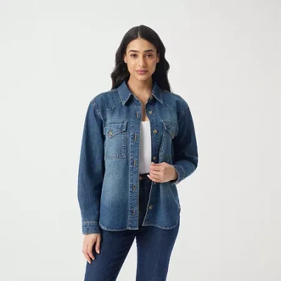 Gloria Vanderbilt Womens Denim Lightweight Jacket In Blue