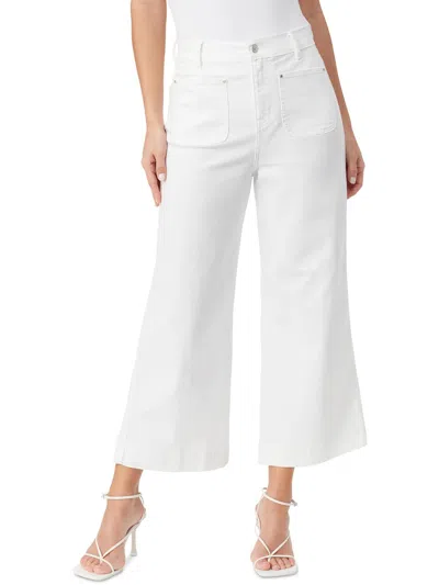 Gloria Vanderbilt Womens High Rise Patch Pocket Wide Leg Jeans In White