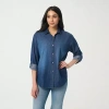 Gloria Vanderbilt Womens Long Sleeve Regular Fit Button-down Shirt In Blue