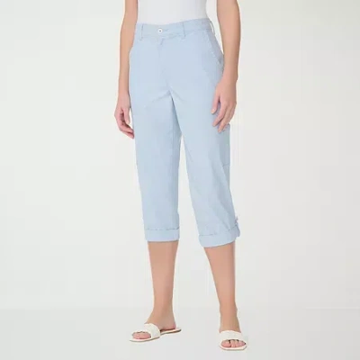 Gloria Vanderbilt Womens Mid Rise Utility Cargo Capris In Blue