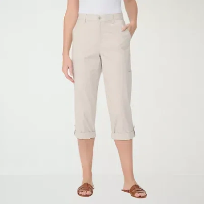 Gloria Vanderbilt Womens Mid Rise Utility Cargo Capris In Neutral