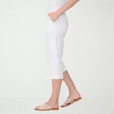 Gloria Vanderbilt Womens Mid Rise Utility Cargo Capris In White