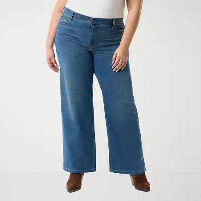 Gloria Vanderbilt Womens Mid Rise Wide Leg Jean In Blue