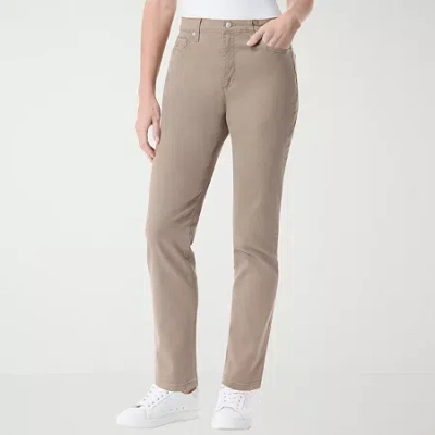 Gloria Vanderbilt Womens Misses Long High Rise Straight Leg Jean In Brown