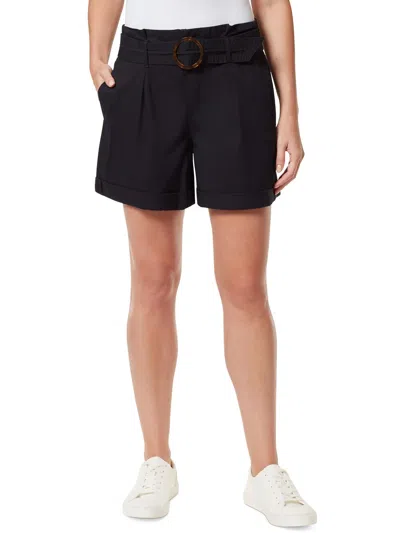 Gloria Vanderbilt Womens Pleated Short Flat Front Tie-waist/belted In Black