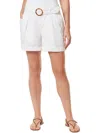 Gloria Vanderbilt Womens Pleated Short Flat Front Tie-waist/belted In White