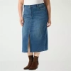 Gloria Vanderbilt Womens Plus High Rise Long Denim Skirt In Blue