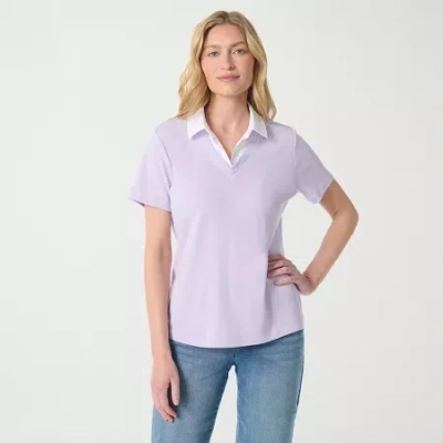 Gloria Vanderbilt Womens Short Sleeve Layered Top In Purple