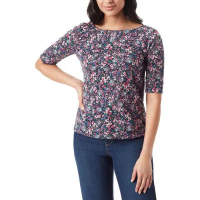 Gloria Vanderbilt Womens Solid Cotton Pullover Top In Multi