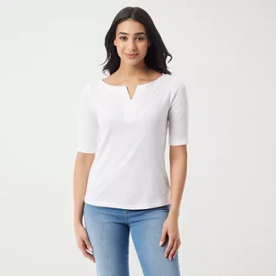 Gloria Vanderbilt Womens T-shirt In White