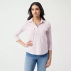 Gloria Vanderbilt Womens V Neck 3/4 Sleeve Polo Shirt In Pink