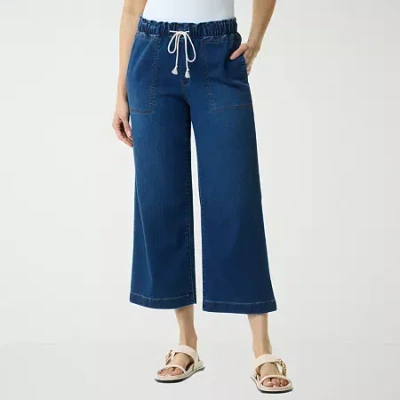 Gloria Vanderbilt Womens Wide Leg Cropped Pant In Blue