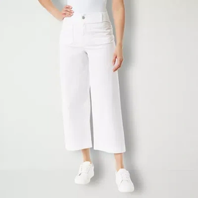 Gloria Vanderbilt Womens Wide Leg High Rise Cropped Pant In White