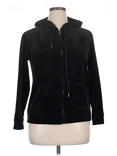 Pre-owned Gloria Vanderbilt Zip Up Hoodie In Black