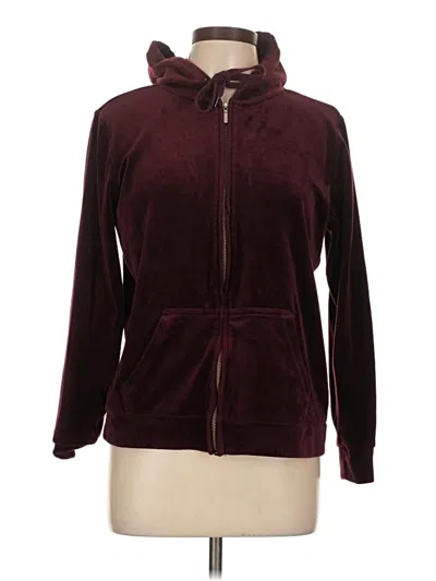 Pre-owned Gloria Vanderbilt Zip Up Hoodie In Burgundy