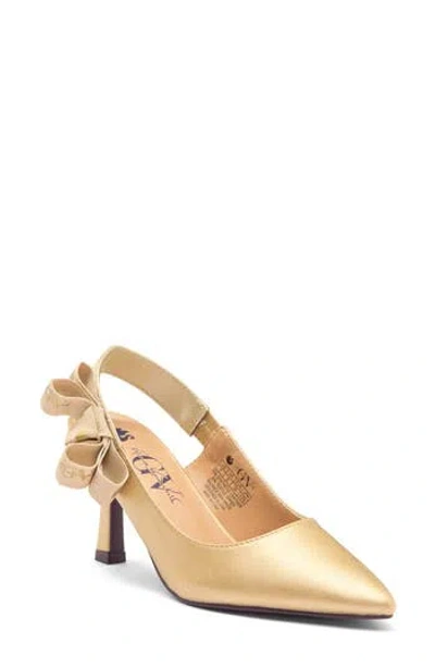 Gloria Vanderbilt Zsa Zsa Bow Slingback Pump In Gold Metallic