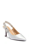 Gloria Vanderbilt Zsa Zsa Bow Slingback Pump In Silver Metallic