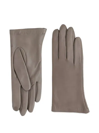 Glove Story Leather Gloves In Gray