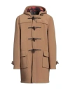 Gloverall Man Coat Camel Size Xl Wool, Polyamide, Leather In Sand