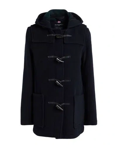 Gloverall Woman Coat Navy Size 6 Wool, Polyamide In Black