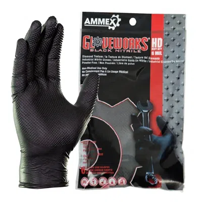 Gloveworks Hd Black Nitrile 6 Mil Disposable Gloves 6 Pack Gloves