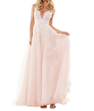 Glow By Colors Dress Glitter Tulle A-line Prom Dress In B-pink In Multi