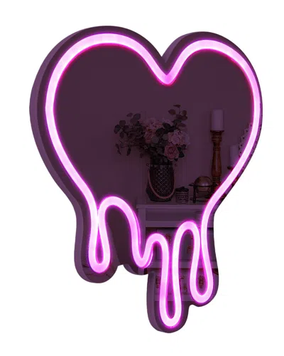 Glow Heart Mirror Led Light In Purple