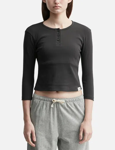 Glowny 3/4 Button Fly T-shirt In Black