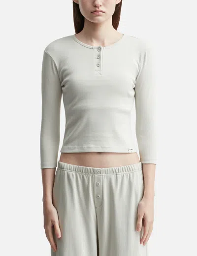 Glowny 3/4 Button Fly T-shirt In White