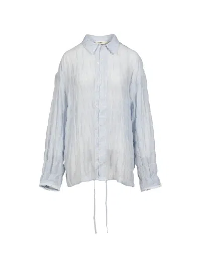Glowny Coastal Textured Drawstring Shirt In Blue