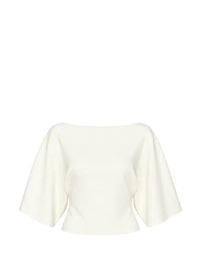Glowny Core Boat-neck Bell-sleeve Top In Neutrals