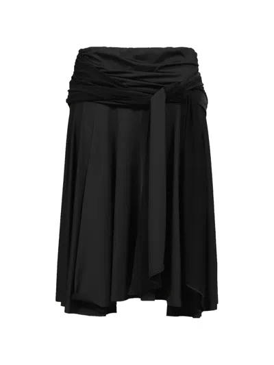 Glowny Draped Pleated Midi Skirt In Black