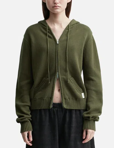 Glowny G Classic Knit Zip Up In Green
