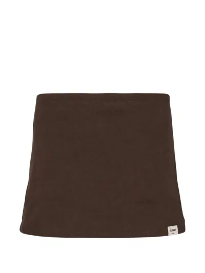 Glowny G Classic Logo-patch Low-rise A-line Mini Skirt In Brown