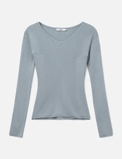 Glowny G Classic Rib V-neck Knit In Blue