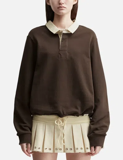 Glowny G Contrast Polo Long Sleeve In Brown