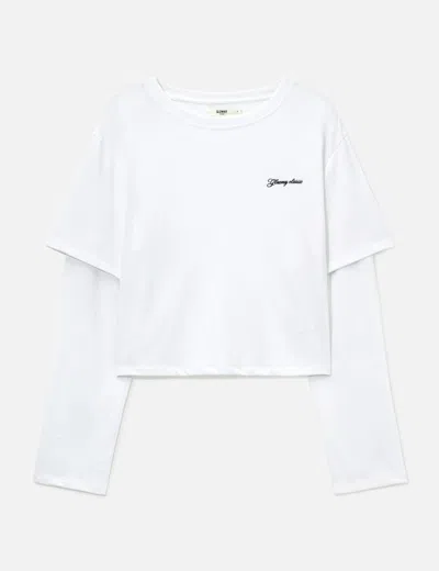 Glowny G Double Sleeve Letter T-shirt In White