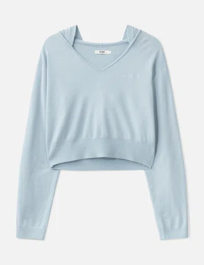 Glowny G Hug V-neck Knit Hoodie In Blue