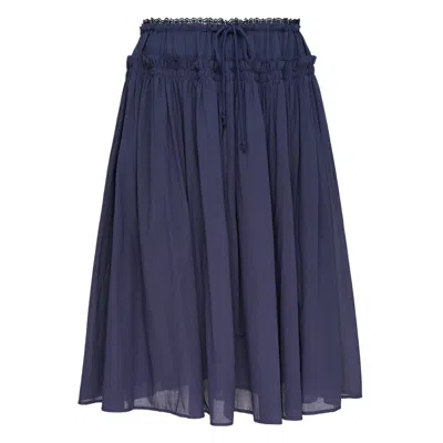 Glowny Lace String Gathered Skirt In Blue