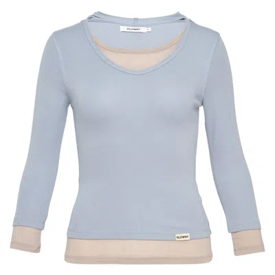 Glowny Layered Contrast Hoodie In Blue