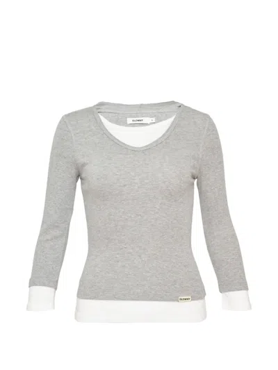 Glowny Layered-contrast Hoodie In Gray
