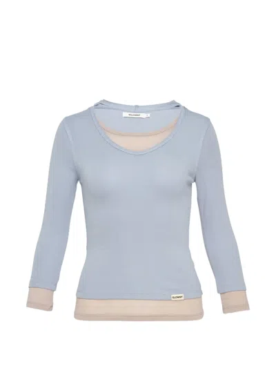 Glowny Layered-design Hoodie In Blue
