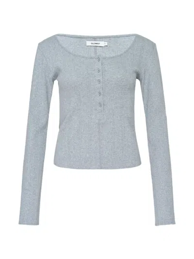 Glowny Long-sleeve Polo Top In Gray