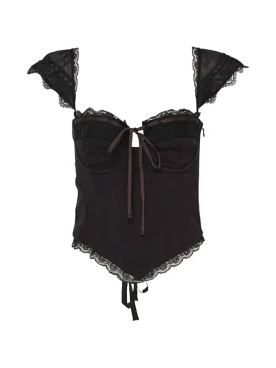 Glowny Powder Lace-trim Corset Top In Black