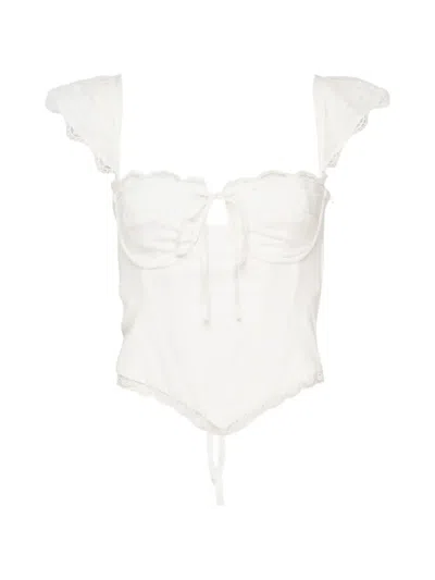 Glowny Powder Lace-trim Corset Top In White