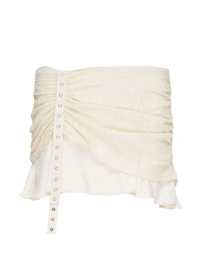 Glowny Ruched-detail Mini Skirt In Neutral