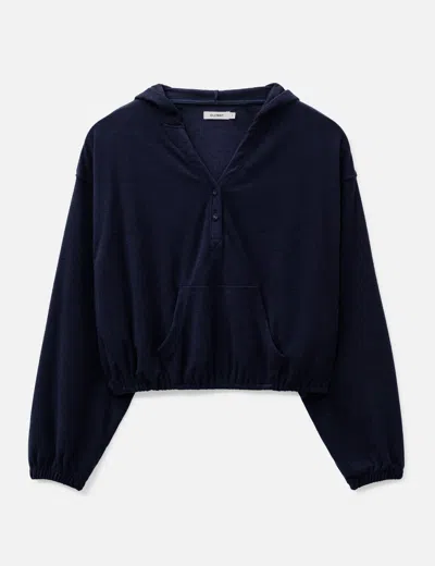 Glowny Snug Terry V-cut Hoodie In Blue