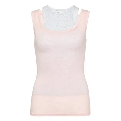 Glowny Soft Layered Scoop Top In Pink