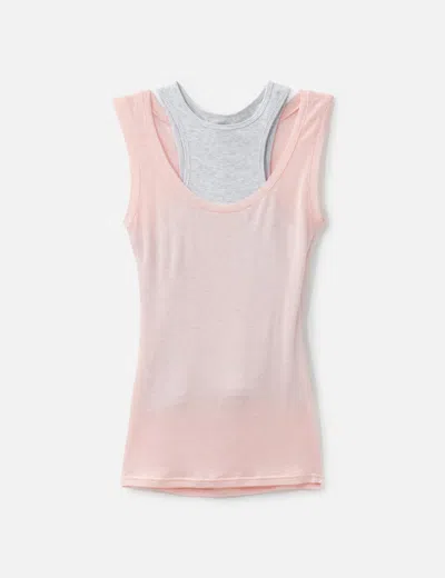 Glowny Soft Layered Scoop Top In Pink