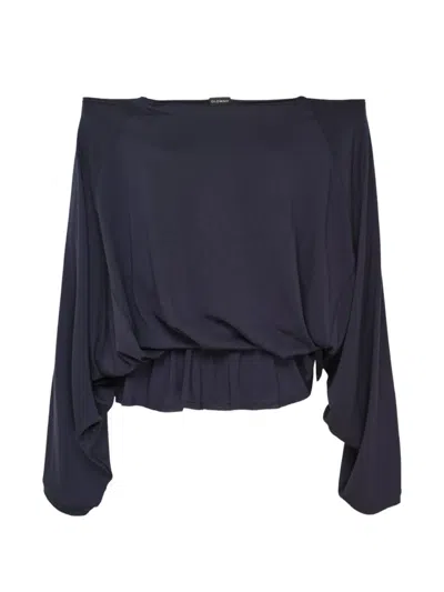 Glowny Sway Off-shoulder Peplum-hem Top In Blue